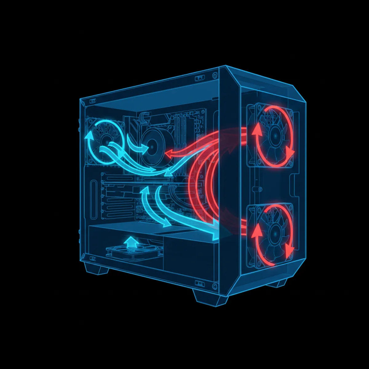 Test thermique boîtiers PC gaming températures GPU CPU airflow mesh comparatif graphique