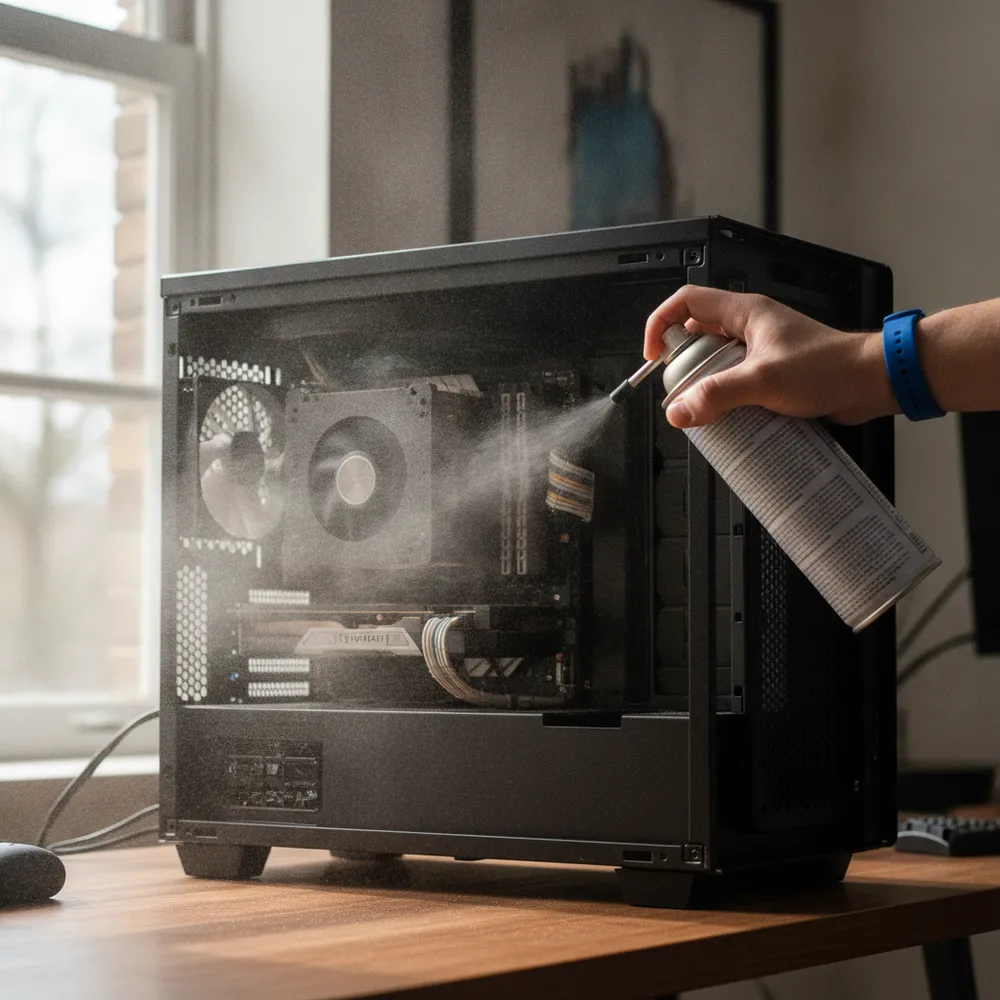 Nettoyage de la poussière d'un PC pour améliorer le refroidissement